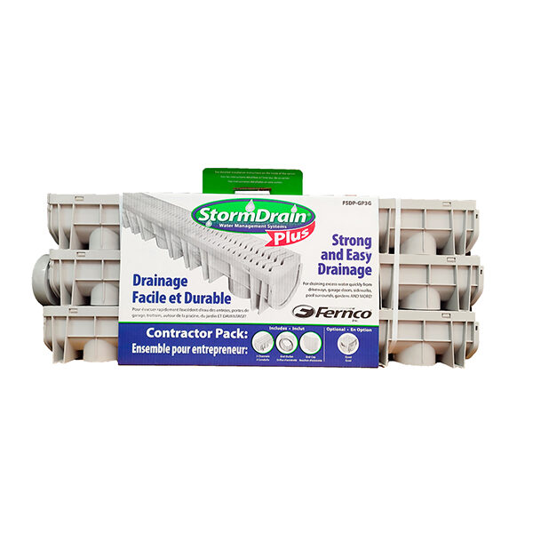 Dren Pluvial StormDrain Plus® - Kit de 3 Canales de 1m - Incluye Tapa con Rosca y Tapa Final - FSDP-GP3G - Fernco®